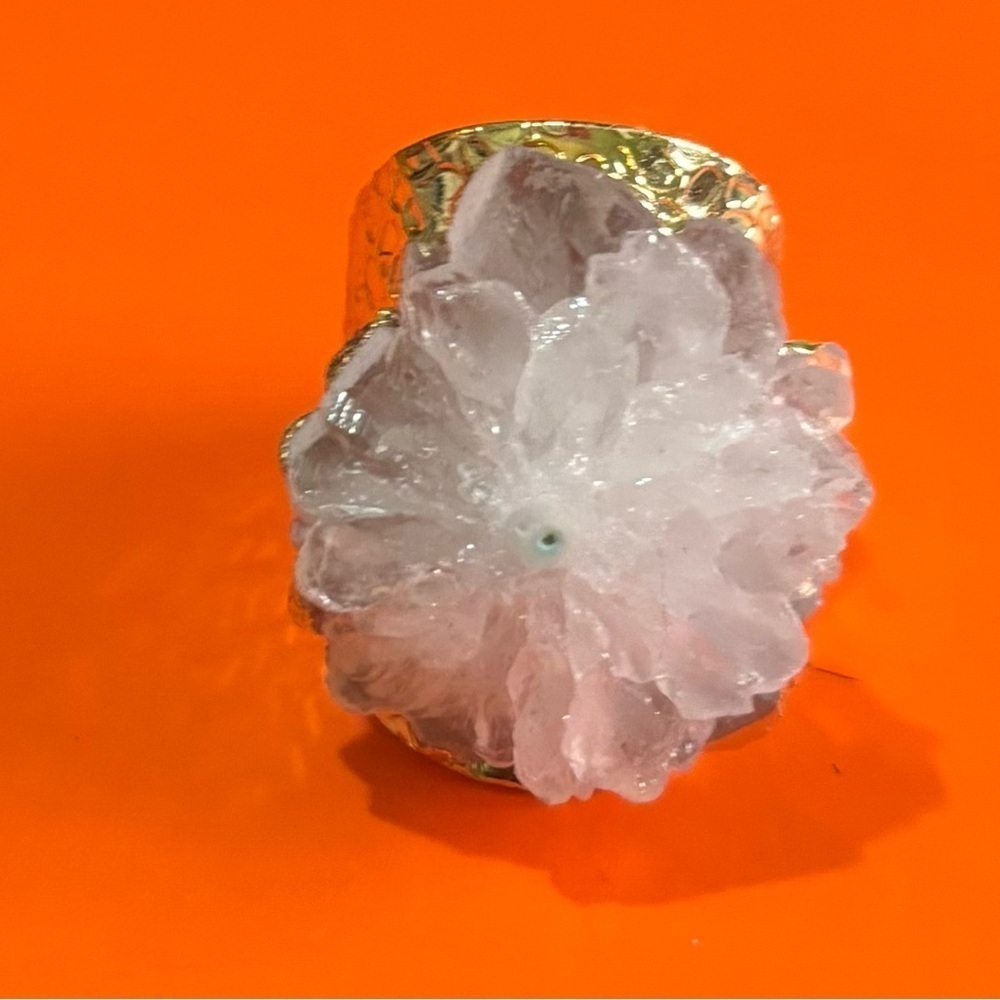 Fashion jewelry stainless steel natural druzy ring adjustable one size